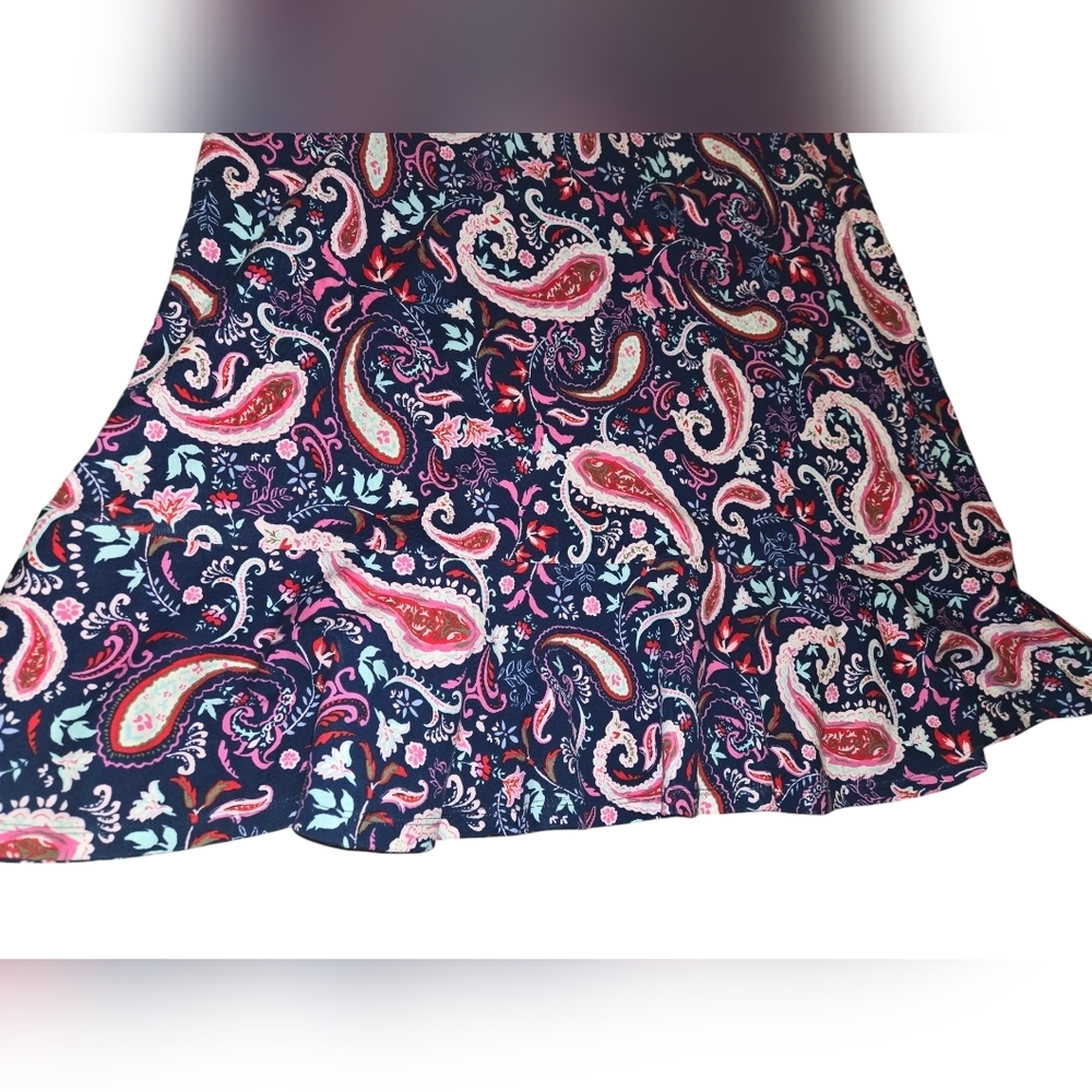 Talbots Plus Pink & Blue Paisley Dress, V-neck and sleeveless, Size 1X - Picture 4 of 7